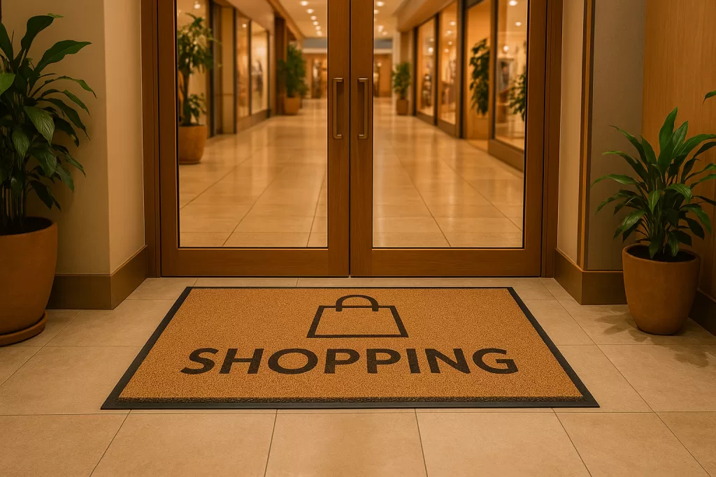 Tapetes personalizados em shoppings: destaque sua loja logo na entrada