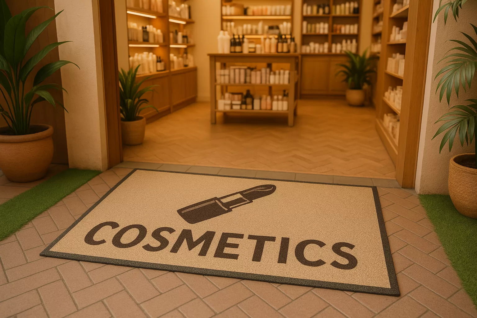 Capacho para loja de cosméticos: o detalhe que valoriza a entrada da sua marca