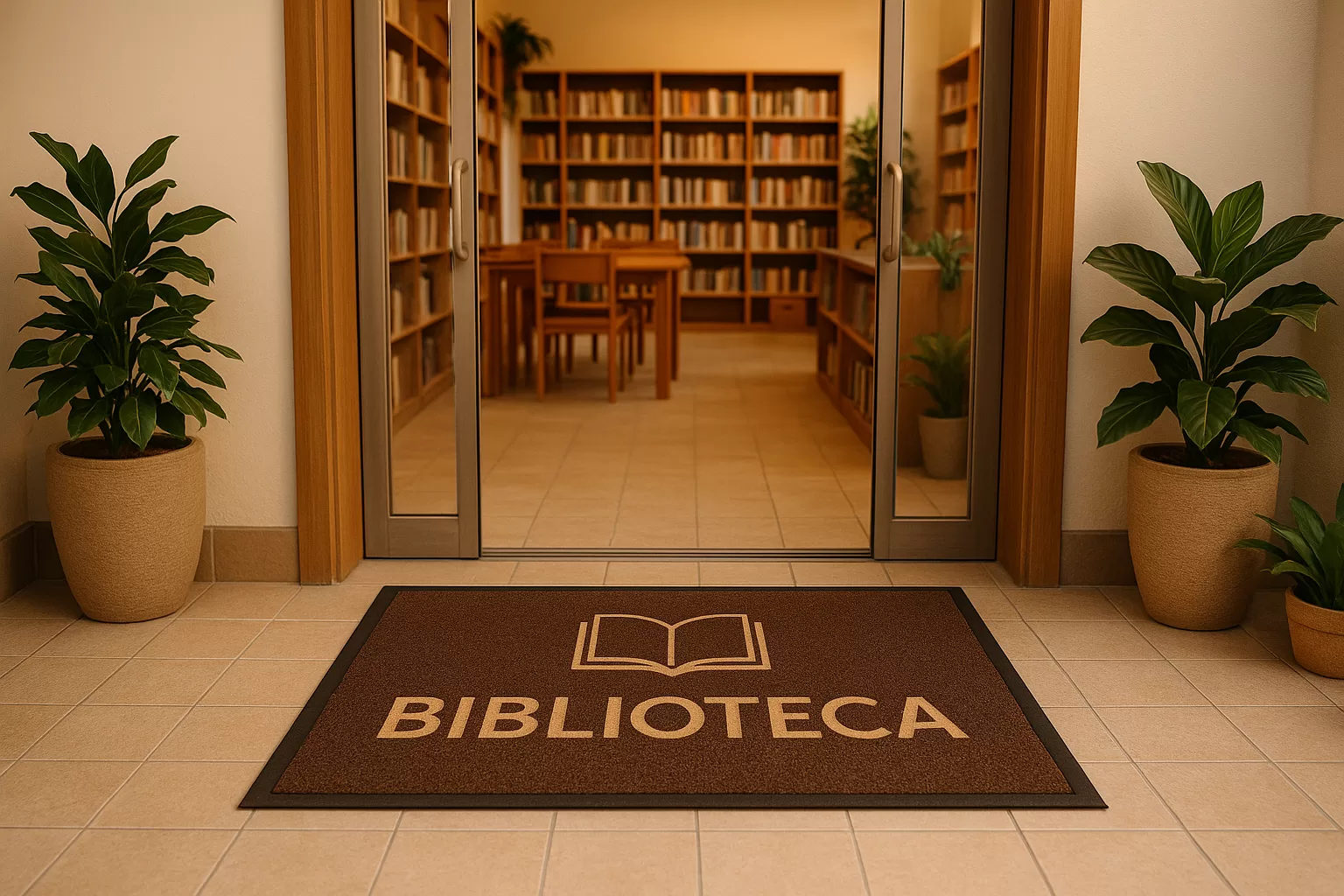Capacho para biblioteca personalizado: acolhimento desde a entrada