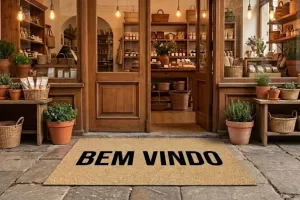 Capacho de vinil com acabamento profissional diferença nos mínimos detalhes - Studio dos Tapetes