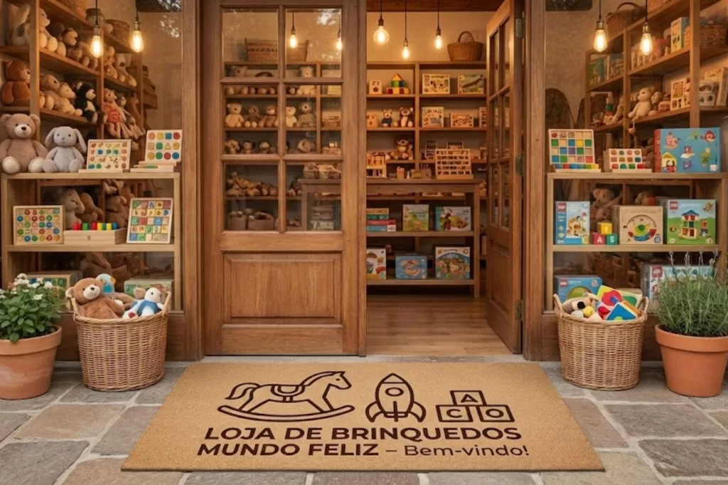 Capacho para loja de brinquedos limpeza, conforto e identidade visual em um só item - Studio dos Tapetes