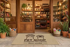 Capacho para pet shop resistência para receber muitos cãezinhos por dia - Studio dos Tapetes